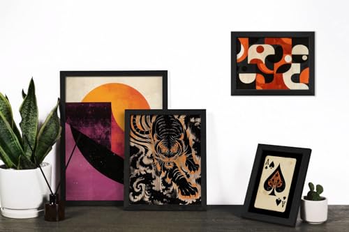 ANERZA 16 PCS Framed Retro 70s Wall Art Decor, Eclectic Vintage Wall Prints for Bedroom, Gallery Wall Frame Set, Abstract Posters for Living Room Aesthetic, Collage Kit, 60s 80s 90s Dorm Home Artwork - color: Orange, size: 12"x15" Framed