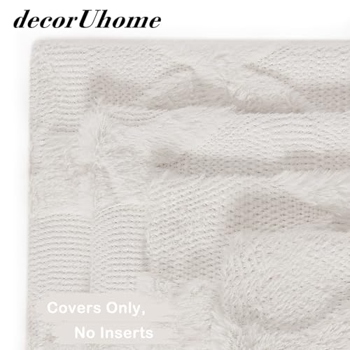 decorUhome Summer Set of 4 Cream White Throw Pillow Covers 16x16 Inch, Neutral Decorative Soft Plush Faux Wool Couch Pillow Covers, Farmhouse Pillow Cases for Living Room Bed Sofa - color: Cream White, size: 16" x 16" (Pack of 4)