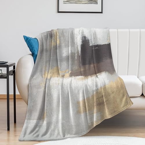 Fashion Gradient Blanket, Modern Abstract Baroque Grey Glod Painting Strokes Pattern Soft Warm Cozy Plush Flannel Covers for Livingroom Bedroom Couch Chair Camping Travel Home Decor Tapestry 30x40in - color: Abstract-13, size: 30W" x 40L"