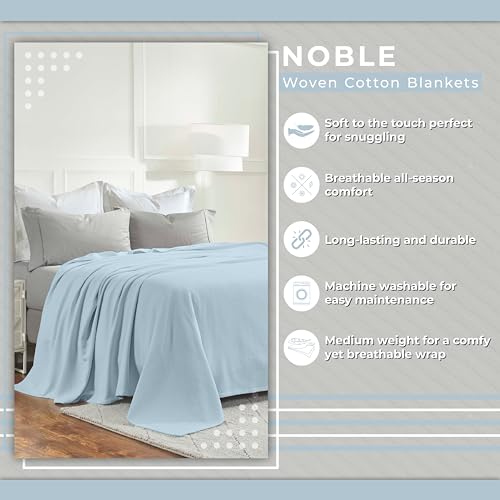 Superior Nobel Cotton Blanket, for Picnic, Beach, Traveling or Camping, Bedroom Essentials, Cover for Bed, Couch, Lounging, Textured Jacquard, Classic Chevron Woven Blanket, Throw, Light Blue - color: Light Blue, size: Throw