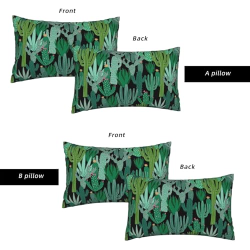 Green Cactus Throw Pillow Covers 12x20 Inch Set of 2, Watercolor Cactus Plants and Orange Flowers Lumbar Pillow Cover Summer Pillowcase Decorative Cushion Covers for Sofa Couch Living Room - color: Green, size: 20" x 12" (Pack of 2)