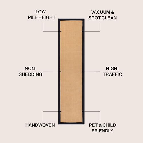 JONATHAN Y Border Jute Runner Rug Natural/Black 2X8 ft, Camden Farmhouse Cottage for Living Room, Bedroom, Kitchen, Office, Easy-Cleaning, High Traffic, Pet-Friendly, Non-Shedding KTN100F-28 - color: Natural/Black, size: 2'2" x 8' (Runner)