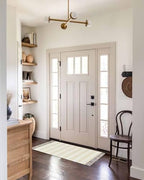 Simple Cream Stripes Kitchen Runner Rug 2'x4', Washable Woven Cotton Area Rug Bathroom Hallway Rug, Geometric Vertical Linens Modern Minimalism Entryway Bedroom Rug Non Slip Throw Rug Carpet - color: Cream, size: 2 x 4 ft