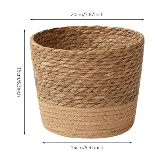 Seagrass Planter Basket, Plant Pot Succulent Organizer, Indoor Boho Woven Storage Basket with Drainage Holes for Indoor Plants, Outdoor Garden, Balcony, Patio (Khaki L) - color: Khaki L