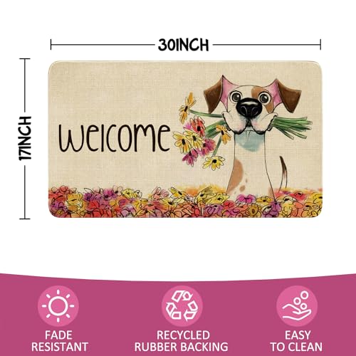 Spring Summer Door Mat,Floral Dog Indoor Outdoor Non-Slip Doormat,Entryway Front Porch Farmhouse Spring Welcome Door Mat Colorful for Entrance Decor,30" x 17" - color: 2026 Spring Summer 3