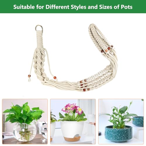 Belit 2 Pack Macrame Plant Hangers Indoor Hanging Planter Basket Decorative Flower Pot Holder Rope for Indoor Outdoor Home Decor - color: Ivory, size: 35"- 1 Tier