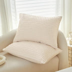 WARMDERN Beige Pillow Covers King Pillow Cases Soft Microfiber Pillow Cases Set of 6 Boho Textured Pillowcase with Envelope Closure(Beige, King, 6 Pack) - color: Beige, size: 20" x 36" (Pack of 6)