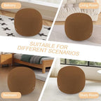 MeMoreCool Stuffed Round Pouf Ottoman Foot Rest, Floor Pouf Foot Stool with Soft Foam Chunk Filling, Small Round Ottoman Footstool Circle Footrest for Living Room, Light Coffee - color: Teddy Light Coffee