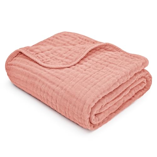 Comfy Cubs Muslin Baby Blanket - Soft, Lightweight, 6-Layer Cotton Swaddle Blankets for Newborns, Infants & Toddlers - 40" x 40" Large, Breathable & Versatile for Sleeping & Tummy Time - Bold Blush - color: Bold Blush, size: Baby - 40" X 40"