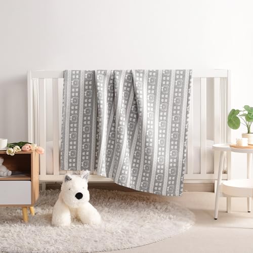NTBAY 3 Layer Muslin Cotton Toddler Blanket, Jacquard Reversible Nursery Bed Blanket, Super Soft and Thermal for All Seasons, Decoration Gift, 30"x40", Dark Grey Bear - color: Dark Grey Bear, size: 30x40 Inch (Pack of 1)