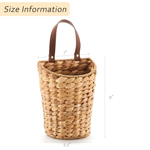 Handwoven Front Door Basket Water Hyacinth Wall Hanging Basket Decorative Boho Mounted Organizer for Dried Flower Plants Storage Basket for Garden, Home, and Farmhouse Décor - color: Water Hyacinth