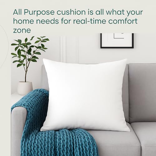 LANE LINEN 4 Pack 18x18 White Throw Pillow Inserts for Decorative Pillow Covers, Couch Pillows for Living Room, Fluffy Pillows for Bed - size: 18" x 18"