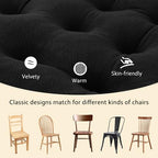 ELFJOY 4 Pack Chair Cushions for Dining Chairs Chair Pads Cushion for Kitchen Office Tufted Square Seat Cushion with Ties (16" Black Velvet) - color: Black Velvet