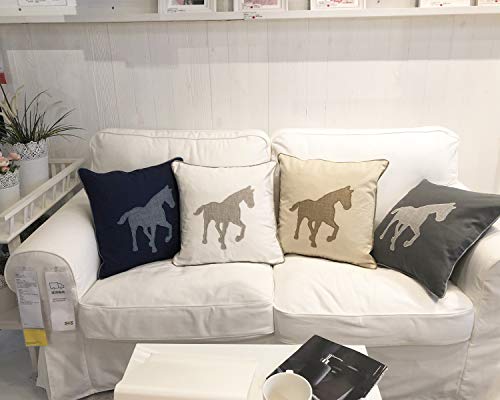 Navy Cotton Pillow Covers Decorative Horse Pillow Case for Sofa Cushions Covers 18x18 Inches (Navy) … … - color: Horse-navy