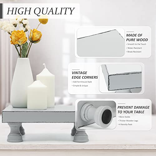 EOSAHR Decorative Wood Riser for Display : Modern Farmhouse Pedestal Stand for Home & Kitchen Decor and Stylish Soap Stand for Sink - Rustic Bathroom Counter Tray and Countertop Organizer (Light Gray) - color: Gray - Paulownia Wood