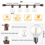 Mlambert 50Ft Outdoor String Lights, G40 Globe Patio Lights with 25+2 Waterproof LED Hanging Plastic Bulbs for Gazebo Pergola Cafe Bedroom-Brown Wire - color: Brown