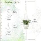 AOMGD 6 Pack Macrame Plant Hanger Indoor Hanging Planters, 43", Ivory | Indoor Outdoor, Includes 6 S Hooks and 6 Hook Nails, Hanging Plant Holder, Boho Home Decor