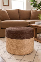 Jute Pouf Ottoman | Footrest Pouf | Hand Braided - Round Boho Pouffe - for Living Room, Bedroom, Nursery (20"x20"x10") Brown - color: Brown, size: 20"D x 20"W x 10"H