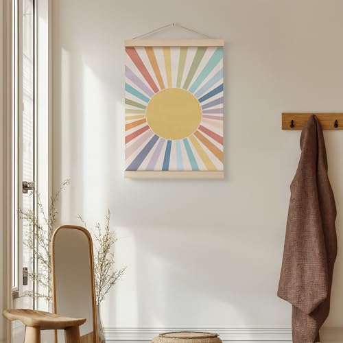 ZNGFON Boho Sun Poster Hanger Frame 12x16, Bohemian Sunshine Canvas Wall Art Posters with Wooden Frames, Abstract Minimalist Wall Hanging Room Door Decor Decorations for Bedroom Living Room A2 - color: Decor 04