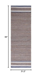 SAFAVIEH Natural Fiber Collection Runner Rug - 2'6" x 8', Natural & Navy, Handmade Farmhouse Boho Coastal Rustic Jute, Ideal for High Traffic Areas in Living Room, Bedroom (NF874N) - color: Natural/Navy, size: 2'6" x 8' (Runner)