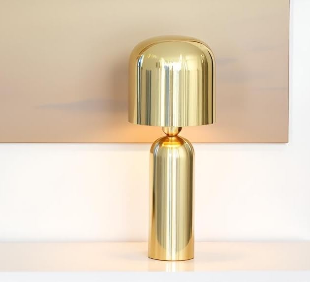 Cruiser’s Caché 15" Modern Domed Metal Table Lamp, Gold Finish. Complete with Lampshade - style: Modern Dome