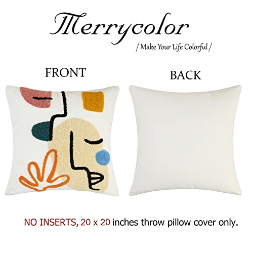 Merrycolor Boho Abstract Pillow Covers Colorful Woman Face Line Cute Pillow Cases Mid Century Aesthetic Modern Boho Pillows Decorative Throw Pillows for Bed Couch Living Room,1PC - color: Abstract Face, size: 20" x 20" (Pack of 1)