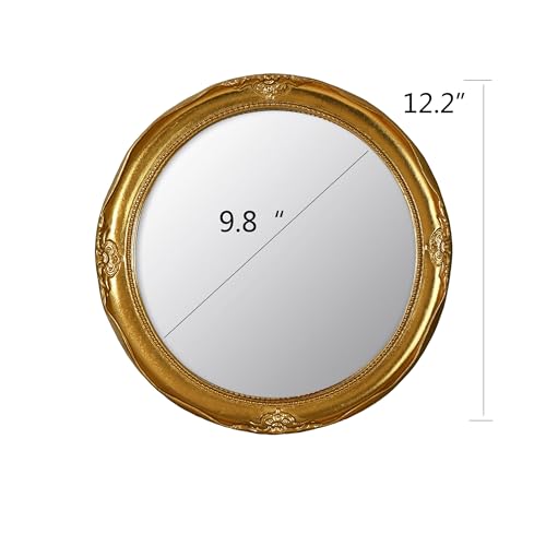 Funerom Vintage Decorative Wall Mirror Hanging Mirror Round (Gold, 12.2 inch) - color: Gold 12.2 Inch