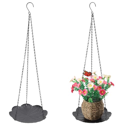 Hanging Planter for Indoor Outdoor, Plant Hanger, Hanging Plant Holder, Plant Pot Shelf Basket for Window Wall Ceiling Garden with Chains and Hooks, 2Pcs (Leaf) - style: Leaf