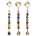 3 Pieces of 7 Chakras Healing Crystals and Tree of Life Wall Hanger Tumbled Gemstones Meditation Hanging Ornament Christmas Tree Memorial Hanging Pendant (Style 3) - color: A-style 21