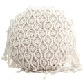 Boho Cushion Covers Hand Woven Pillowcase Round Shape Pillow Cover with Tassel Macrame for Bed Couch Car Home Decor Cream