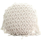 Boho Cushion Covers Hand Woven Pillowcase Round Shape Pillow Cover with Tassel Macrame for Bed Couch Car Home Decor Cream