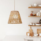 8 Pcs Small Rattan Bell Lamp Shade 5.9 x 5.7 Inch Handwoven Wicker Chandelier Barrel shades Boho Replacement Shades for Pendant, Table, Floor, and Sconce Lamps (Fitter 1.57")