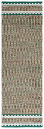 SAFAVIEH Natural Fiber Collection Runner Rug - 2'6" x 8', Natural & Green, Handmade Farmhouse Boho Coastal Rustic Jute, Ideal for High Traffic Areas in Living Room, Bedroom (NF874Y) - color: Natural/Green, size: 2'6" x 8' (Runner)