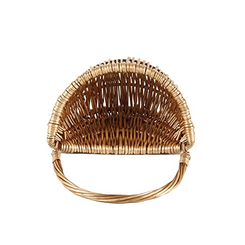 Wall Hanging Basket, Woven Wicker Decorative Plants Flowers Basket for Porch Garden Farmhouse Kitchen (Semiround) - color: Natural, size: Semicircle