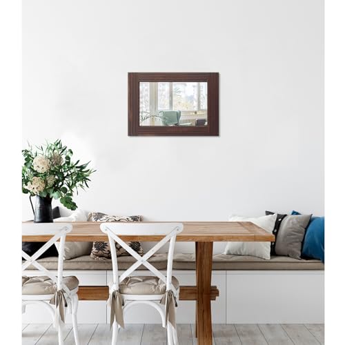 Mirrors for Wall Rustic Wooden Frame Rectangle Mirror Vintage Hanging Mirror for Bedroom Bathroom Living Room Farmhouse Wall Decor Brown Small 16" x 12 " - color: Tanned, size: 16"L x 12"W