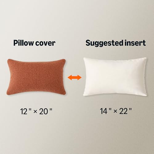 Amazon Basics Boucle Throw Pillow Covers for Couch, Living Room, Orange Home Decor with Hidden Zipper, Brown, 12×20in, Pack of 2 - color: Brown, size: 20" x 12" (Pack of 2)