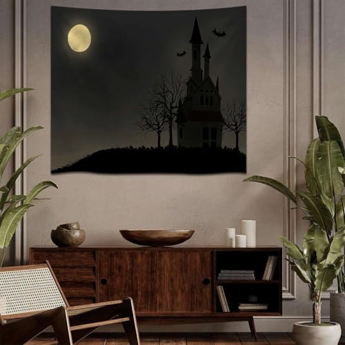 Haunted Gothic Castle Under Full Moon Tapestries Vintage Rustic Boho Wall Art Wall Hanging Wall Decor Whimsical Elegant Home Decoration for Bedroom Living Room Dorm Apartment (LHGT288,50x60 inch) - size: 50x60 inch