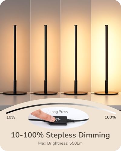 EDISHINE Upgraded LED Table Lamp, Stepless Dimmable Bedside Lamp with 3 Color Temperature, Modern Nightstand Lamp, Desk Lamp for Bedroom, Living Room, Corner, Gift, Metal Finish, Black, 6W - color: Black