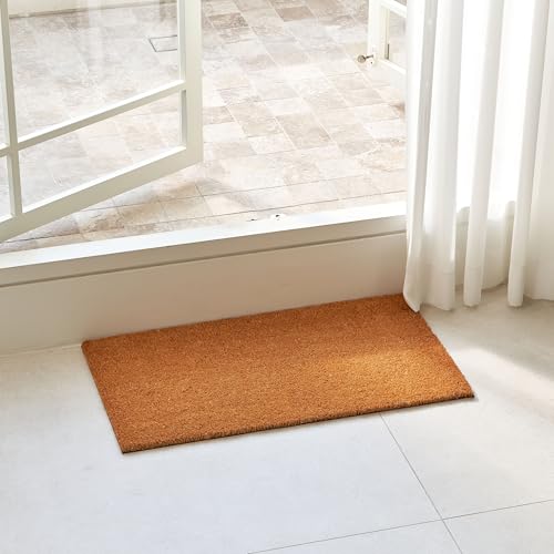 KANKUN Coco Coir Door Mat with Heavy Duty Backing, Welcome Doormat (17" x 30"), Doormat Entrance (Plain - 1Pack) - color: Plain - 1pack