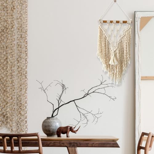Majarlikha COLLECTIONS Macrame Wall Hanging Decor - Boho Style Minimalist Wall Ornament Home Decorative Flat Tapestry Classic Design Bohemian Decor, Mesh Pattern, Beige, 1pc - color: Beige