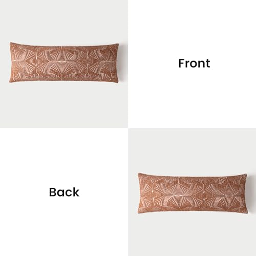 AELS Boho Decorative Textured Lumbar Throw Pillow Covers 14x36, Organic Modern Mid Century Rainbow Tufted Long Pillow Case, Farmhouse Geometric Woven Cushion Case for Bed Couch Sofa, Burnt Orange - color: Burnt Orange, size: 36" x 14" (Pack of 1)