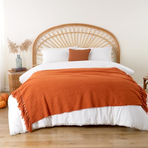 BATTILO HOME Burnt Orange Throw Blanket for Couch, Halloween Throw Blanket for Home Decor, Fall Decorations for Bed, Sofa and Living Room, 50"x60" - color: Orange, size: 50"x60"