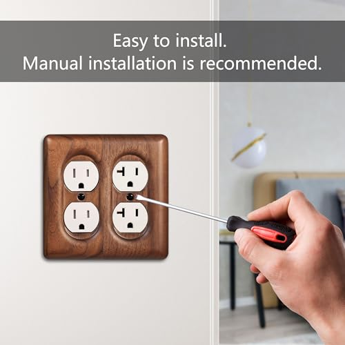 Decorative Outlet Covers Solid North American Walnut Plug Plate Covers, Electrical Wall Plates for Outlets - color: Walnut wood, size: Duplex Receptacle