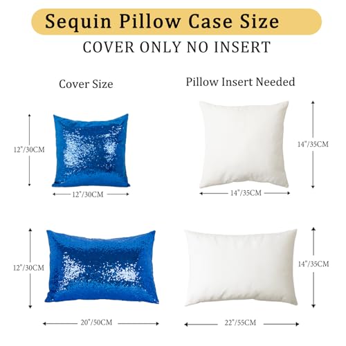 ShinyBeauty Royal Blue Throw Pillow Covers 12X20 Inches Set of 2, Rectangle Pillow Cover, Glitter Fabric Sequin Blue Pillow Case for Couch,Sofa,Living Room Pillows Party Decorations - color: Royal Blue, size: 20" x 12" (Pack of 2)