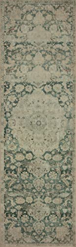 Loloi Magnolia Home by Joanna Gaines Sinclair Collection SIN-05 Jade/Sand 2'-3" x 7'-6", .25" Pile Height, Machine Washable, Runner Rug - color: Jade / Sand, size: 2'3" x 7'6" (Rectangular)