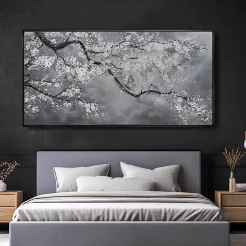 Artexist Flower Canvas Wall Art Black and White Wall Poster Scenery Wall Decor 36"x70" Print Pictures for Dining Room Area Bedroom Artwork - color: Grey, size: 70"L x 36"W