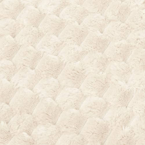 Vessia Flannel Fleece Twin Size Blanket(60x80 inch), 3D Jacquard Cream Fuzzy and Warm Blanket for Couch,Sofa,Chair, 300GSM Super Soft Touch Cozy Lightweight Beige Bed Home Decor for All-Season - color: Cream-3d, size: 60x80 inch