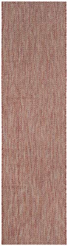 SAFAVIEH Outdoor Runner Rug 2'3"x6'7" - Courtyard Collection - Coastal Design, Red & Beige, Durable & Easy Cleaning, Ideal for Patio, Entryway, Mudroom, Backyard (CY8022-36521) - color: Red/Beige, size: 2'3" x 6'7" (Runner)