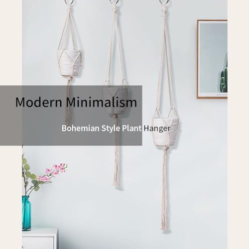6 Pack Macrame Plant Hanger, Indoor Hanging Plants Holder, 3 Sizes 39"/31"/23", Outdoor Boho Home Decor Hanging Baskets, (POTS NOT Included)