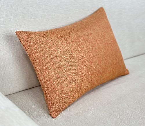 Aiking Home Imitation Burlap Lumbar Pillow Cover 12x18 Inch Vintage Faux Linen Rustic Natural Look, 1 Piece Elegance Farmhouse Style Accents Pillow Case for Indoor Use, Orange - color: Orange, size: 18" x 12" (Pack of 1)